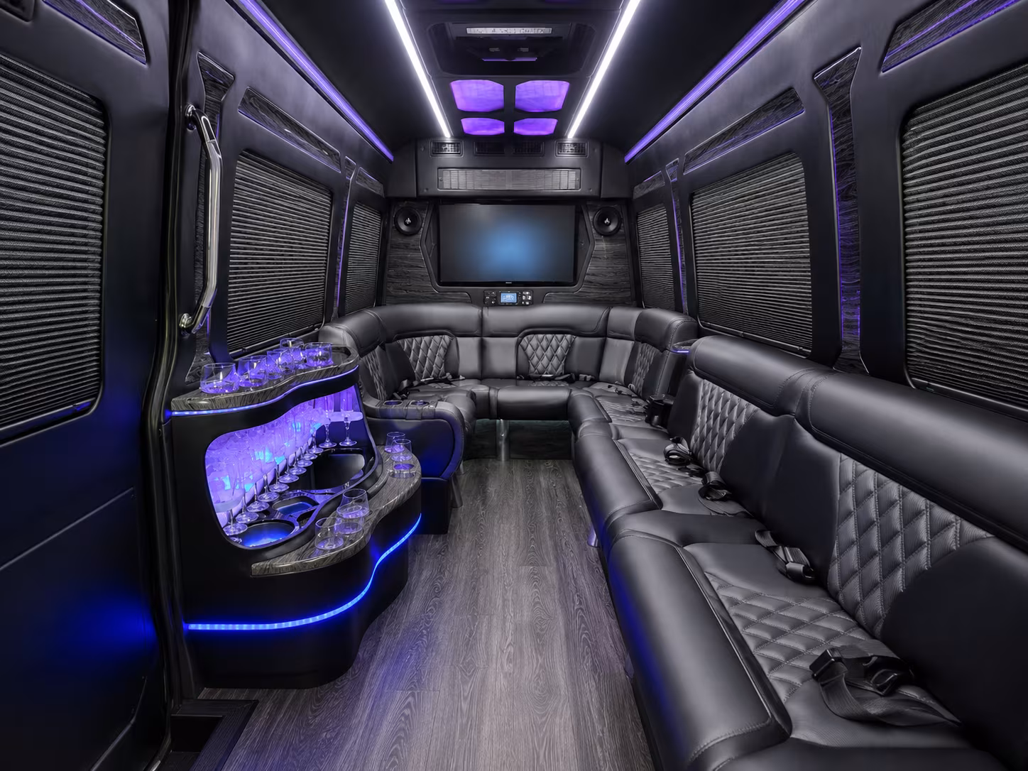 Moreno Valley School Event Transportation party bus exterior