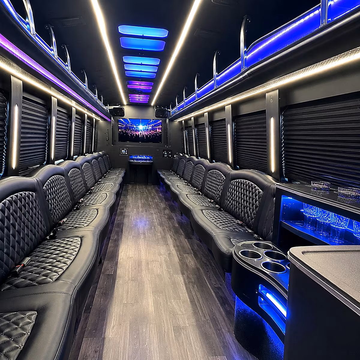 Moreno Valley Sporting Event Transportation party bus interior