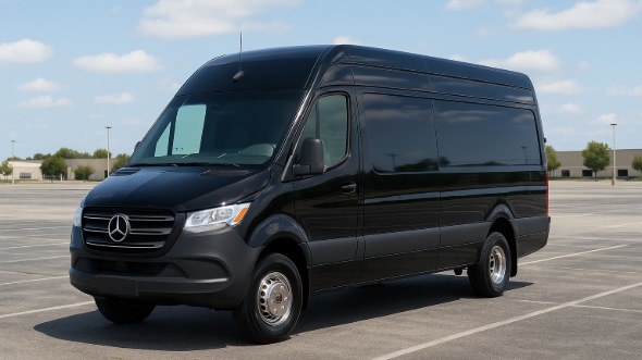 Exterior of Charter Bus Company Colton's 14 Passenger Sprinter Limousine in Colton