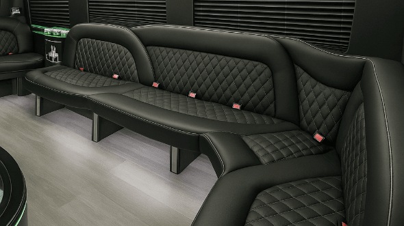 Interior of Charter Bus Company Pomona's 14 Passenger Sprinter Limousine in Pomona