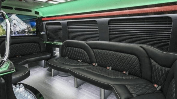 Interior of Charter Bus Company Redlands's 14 Passenger Sprinter Limousine in Redlands