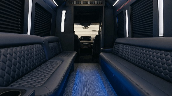 Interior of Charter Bus Company Colton's 20 Passenger Party Bus in Colton