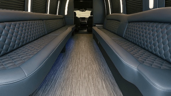 Interior of Charter Bus Company Fontana's 25 Passenger Party Bus in Fontana