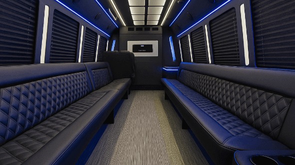 Interior of Charter Bus Company Redlands's 25 Passenger Party Bus in Redlands