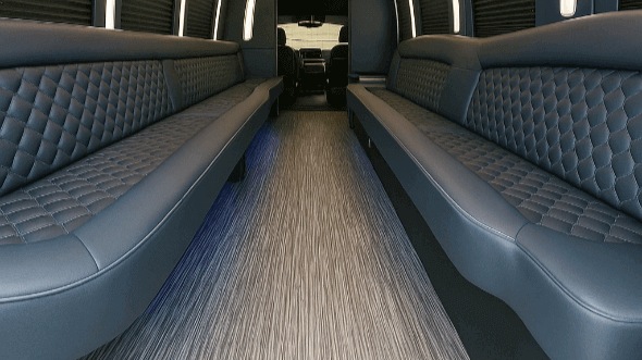 Interior of Charter Bus Company Rialto's 25 Passenger Party Bus in Rialto