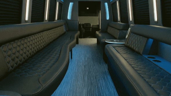 Interior of Charter Bus Company Corona's 30 Passenger Party Bus in Corona