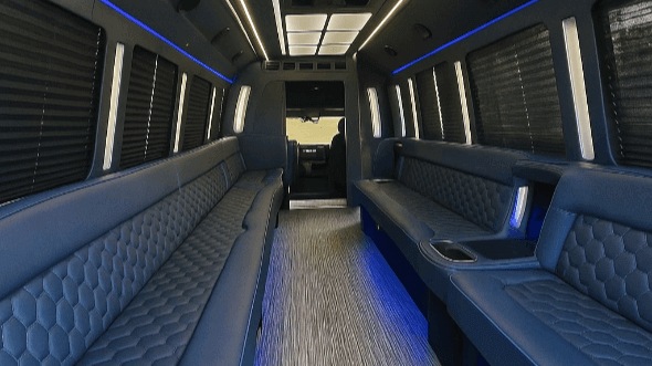 Interior of Charter Bus Company Fontana's 30 Passenger Party Bus in Fontana