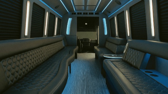 Interior of Charter Bus Company Rialto's 30 Passenger Party Bus in Rialto