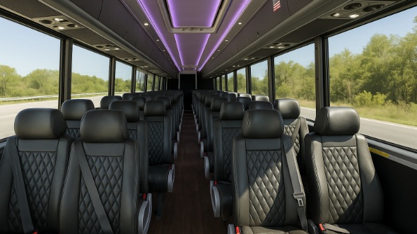 Interior of Charter Bus Company Moreno Valley's 35 Passenger Mini Bus in Moreno Valley