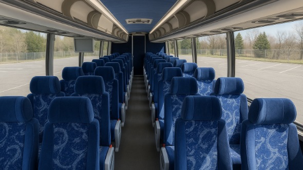Interior of Charter Bus Company Moreno Valley's 44 Passenger Charter Bus in Moreno Valley
