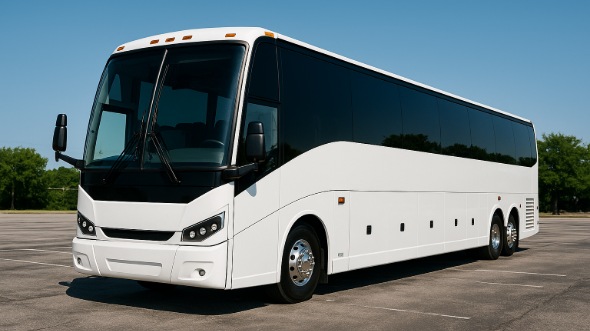 Exterior of Charter Bus Company Moreno Valley's 44 Passenger Charter Bus in Moreno Valley