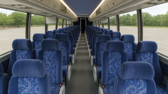 Interior of Charter Bus Company Moreno Valley's 45 Passenger Charter Bus in Moreno Valley