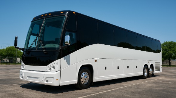 Exterior of Charter Bus Company Moreno Valley's 46 Passenger Charter Bus in Moreno Valley