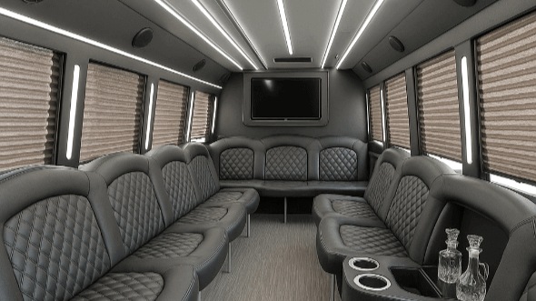 Interior of Charter Bus Company Fontana's 50 Passenger Party Bus in Fontana