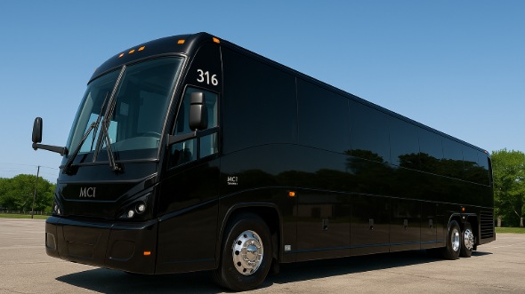 Exterior of Charter Bus Company Moreno Valley's 55 Passenger Charter Bus in Moreno Valley