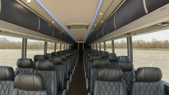 Interior of Charter Bus Company Moreno Valley's ADA Charter Bus in Moreno Valley
