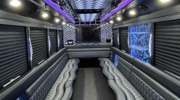 moreno valley 28 passenger party bus inside